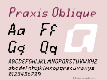 Praxis Oblique Version 001.000 Font Sample