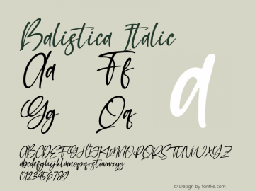 Balistica Italic Version 1.00;October 20, 2021;FontCreator 13.0.0.2683 64-bit图片样张