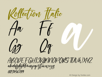 Rollection Italic Version 1.00;October 27, 2021;FontCreator 13.0.0.2683 64-bit图片样张
