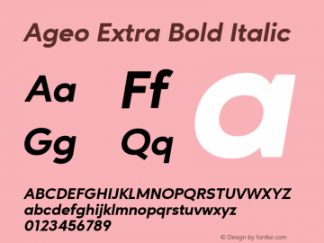 Ageo Extra Bold Italic Version 2.0图片样张