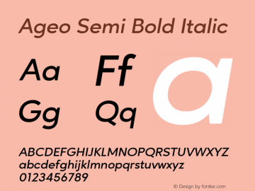 Ageo Semi Bold Italic Version 2.0图片样张