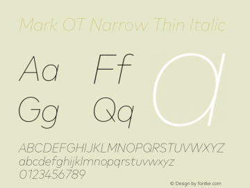 Mark OT Narrow Thin Italic Version 7.60图片样张