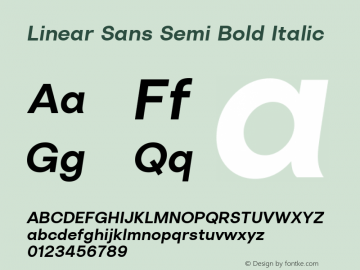 Linear Sans Semi Bold Italic Version 1.000图片样张