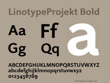 LinotypeProjekt Bold Version 001.000 Font Sample