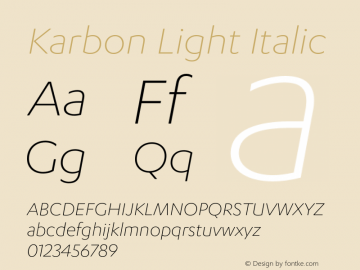 Karbon Light Italic Version 1.005图片样张
