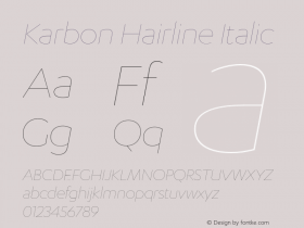 Karbon Hairline Italic Version 1.005图片样张