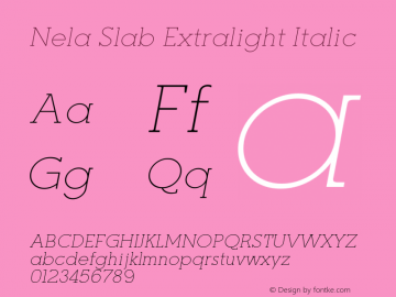 Nela Slab Extralight Italic Version 1.000图片样张