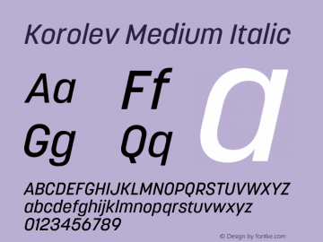 Korolev Medium Italic Version 5.000;hotconv 1.0.109;makeotfexe 2.5.65596图片样张