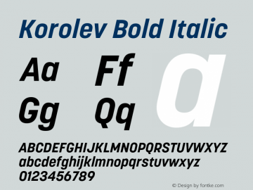 Korolev Bold Italic Version 5.000;hotconv 1.0.109;makeotfexe 2.5.65596图片样张