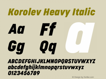 Korolev Heavy Italic Version 5.000;hotconv 1.0.109;makeotfexe 2.5.65596图片样张