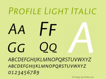 Profile Light Italic Version 001.000图片样张