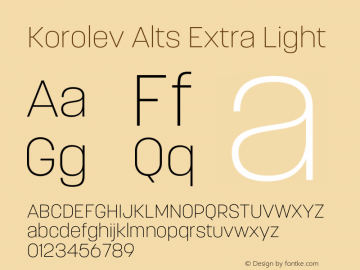 Korolev Alternates Extra Light Version 8.000;FEAKit 1.0图片样张