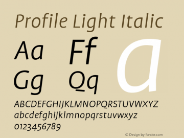 Profile Light Italic Version 001.000图片样张