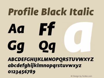 Profile Black Italic Version 001.000 Font Sample