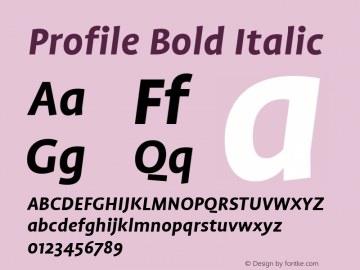 Profile Bold Italic Version 001.000图片样张