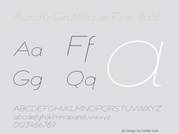 Aurore Grotesque Fine Italic Version 4.000;hotconv 1.0.109;makeotfexe 2.5.65596图片样张