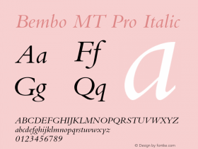 BemboMTPro-Italic Version 2.00图片样张