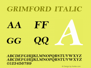 GRIMFORD Italic Version 1.001;Fontself Maker 3.5.7图片样张