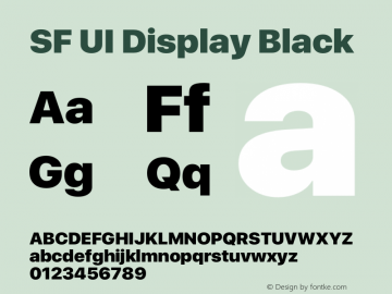 SF UI Display Black Version 1.00 December 15, 2018, initial release图片样张