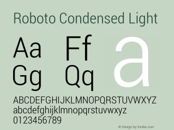 Roboto Condensed Light Version 1.100047; 2012; ttfautohint (v0.9) -f图片样张