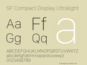 SF Compact Display Ultralight Version 1.00 March 7, 2017, initial release图片样张