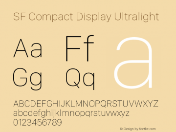 SF Compact Display Ultralight Version 1.00 July 21, 2017, initial release图片样张