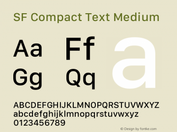 SF Compact Text Medium Version 1.00 September 25, 2017, initial release图片样张