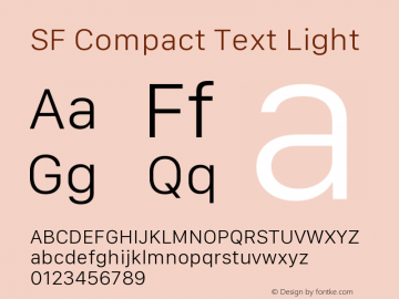 SF Compact Text Light Version 1.00 September 25, 2017, initial release图片样张