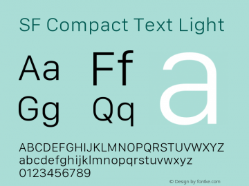 SF Compact Text Light Version 1.00 March 7, 2017, initial release图片样张