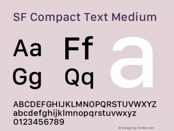 SF Compact Text Medium Version 1.00 July 21, 2017, initial release图片样张