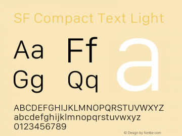 SF Compact Text Light Version 1.00 October 11, 2019, initial release图片样张