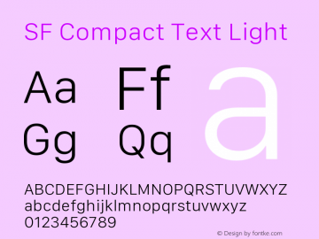 SF Compact Text Light Version 1.00 July 21, 2017, initial release图片样张
