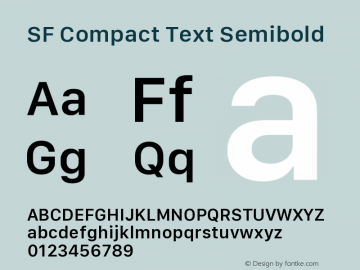 SF Compact Text Semibold Version 1.00 October 11, 2019, initial release图片样张