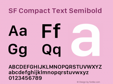 SF Compact Text Semibold Version 1.00 July 21, 2017, initial release图片样张