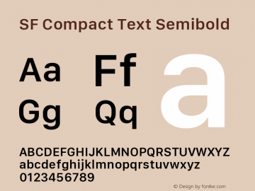 SF Compact Text Semibold Version 1.00 March 7, 2017, initial release图片样张
