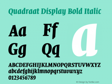 Quadraat Display Bold Italic Version 001.000图片样张