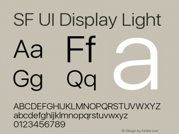 SF UI Display Light Version 1.00 September 25, 2017, initial release图片样张