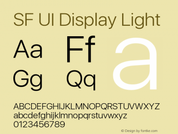 SF UI Display Light Version 1.00 March 7, 2017, initial release图片样张