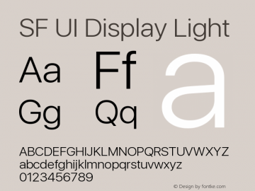 SF UI Display Light Version 1.00 October 10, 2019, initial release图片样张