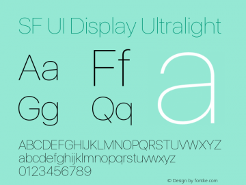 SF UI Display Ultralight Version 1.00 September 25, 2017, initial release图片样张