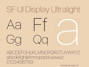 SF UI Display Ultralight Version 1.00 October 10, 2019, initial release图片样张