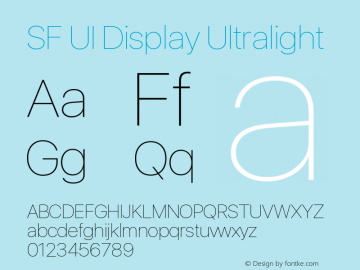 SF UI Display Ultralight Version 1.00 July 21, 2017, initial release图片样张
