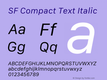 SF Compact Text Italic Version 1.00 September 6, 2016, initial release图片样张