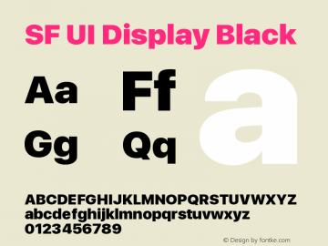 SF UI Display Black Version 1.00 October 10, 2019, initial release图片样张
