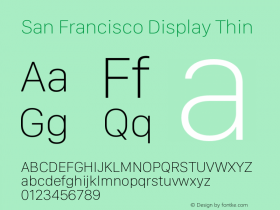 San Francisco Display Thin Version 1.00 March 22, 2019, initial release图片样张