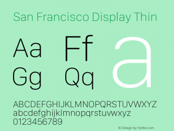 San Francisco Display Thin Version 1.00 March 22, 2019, initial release图片样张