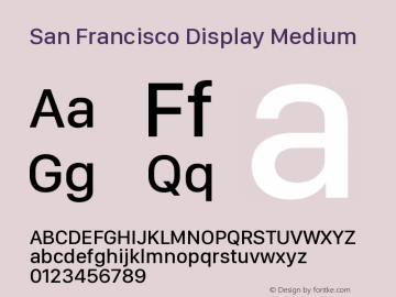 San Francisco Display Medium Version 1.00 August 22, 2017, initial release图片样张