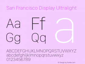 San Francisco Display Ultralight Version 1.00 August 22, 2017, initial release图片样张