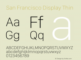 San Francisco Display Thin Version 1.00;February 16, 2019;FontCreator 11.5.0.2422 32-bit图片样张