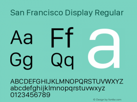 San Francisco Display Regular Version 1.00;February 16, 2019;FontCreator 11.5.0.2422 32-bit图片样张